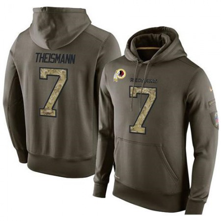 NFL Men's Washington Redskins #7 Joe Theismann Stitched Green Olive Salute To Service KO Performance Hoodie