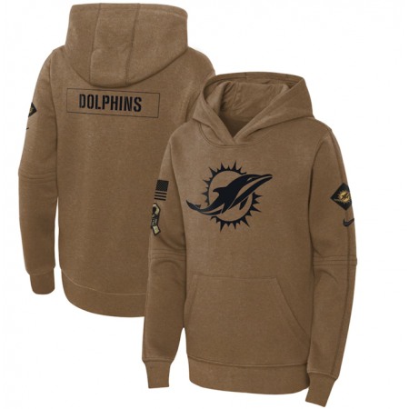 Youth Miami Dolphins 2023 Brown Salute to Service Pullover Hoodie