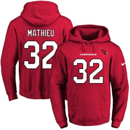 Cardinals #32 Tyrann Mathieu Red Name & Number Pullover NFL Hoodie