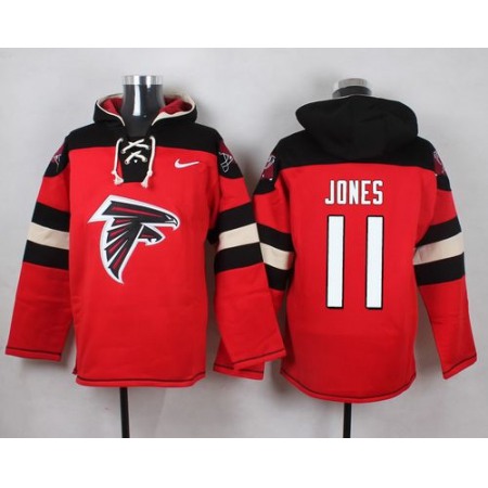 Falcons #11 Julio Jones Red Player Pullover NFL Hoodie