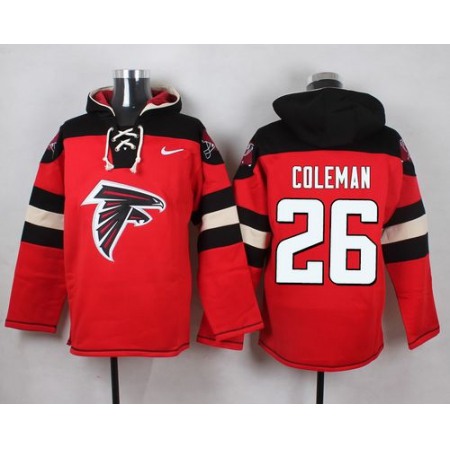 Falcons #26 Tevin Coleman Red Player Pullover NFL Hoodie