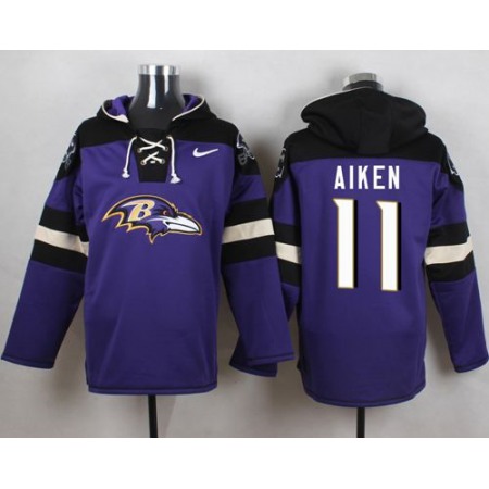 Ravens #11 Kamar Aiken Purple Player Pullover NFL Hoodie