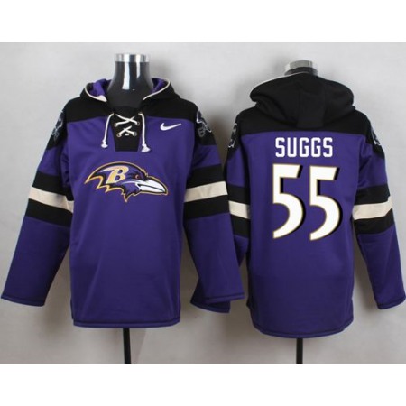 Nike Ravens #55 Terrell Suggs Purple Player Pullover NFL Hoodie