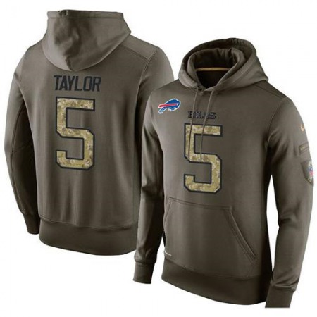 NFL Men's Buffalo Bills #5 Tyrod Taylor Stitched Green Olive Salute To Service KO Performance Hoodie