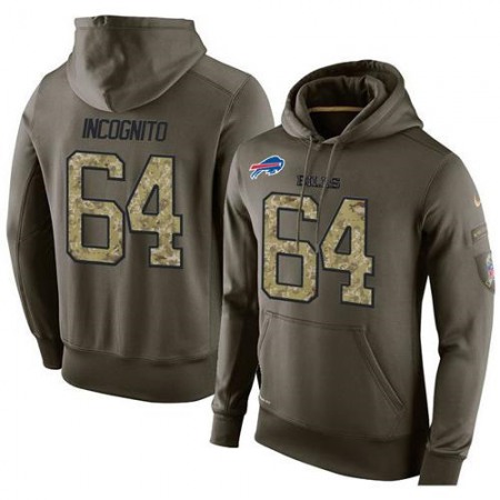 NFL Men's Buffalo Bills #64 Richie Incognito Stitched Green Olive Salute To Service KO Performance Hoodie