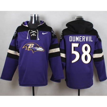 Ravens #58 Elvis Dumervil Purple Player Pullover NFL Hoodie