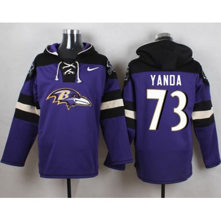 Ravens #73 Marshal Yanda Purple Player Pullover NFL Hoodie