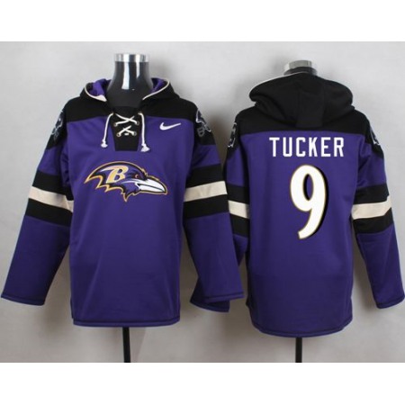 Ravens #9 Justin Tucker Purple Player Pullover NFL Hoodie