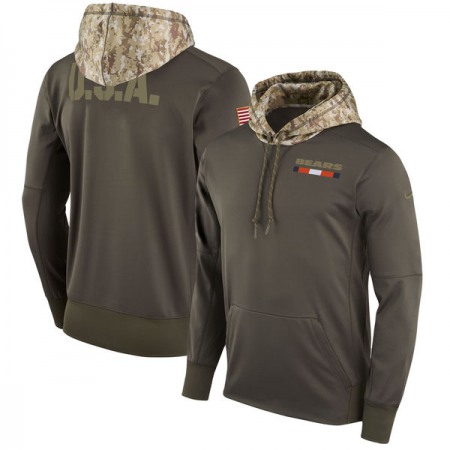 Men's Chicago Bears Olive Salute to Service Sideline Therma Pullover Hoodie