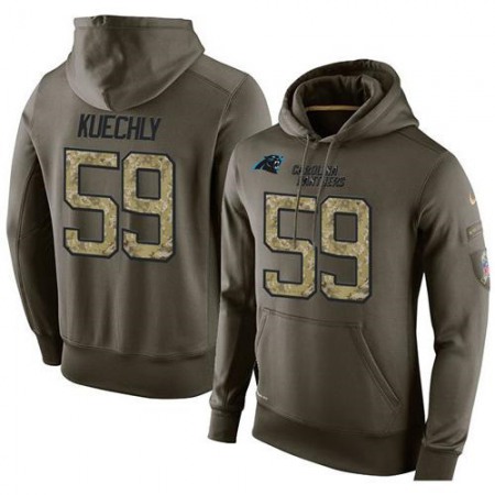 NFL Men's Carolina Panthers #59 Luke Kuechly Stitched Green Olive Salute To Service KO Performance Hoodie