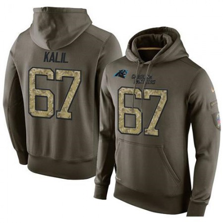 NFL Men's Carolina Panthers #67 Ryan Kalil Stitched Green Olive Salute To Service KO Performance Hoodie