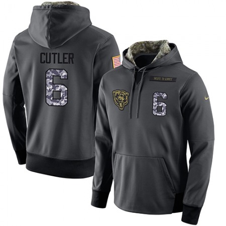 NFL Men's Chicago Bears #6 Jay Cutler Stitched Black Anthracite Salute to Service Player Performance Hoodie