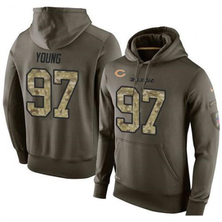 NFL Men's Chicago Bears #97 Willie Young Stitched Green Olive Salute To Service KO Performance Hoodie