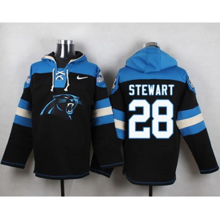 Panthers #28 Jonathan Stewart Black Player Pullover NFL Hoodie