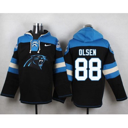 Panthers #88 Greg Olsen Black Player Pullover NFL Hoodie