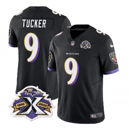 Men's Baltimore Ravens #9 Justin Tucker Black 2023 F.U.S.E With Patch Throwback Vapor Limited Jersey