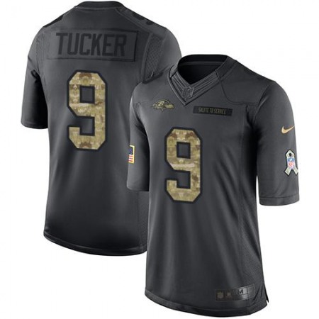 Ravens #9 Justin Tucker Black Men's Stitched NFL Limited 2016 Salute to Service Jersey