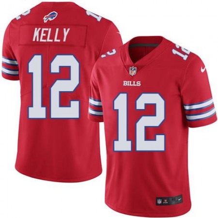 Bills #12 Jim Kelly Red Men's Stitched NFL Elite Rush Jersey