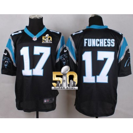 Panthers #17 Devin Funchess Black Team Color Super Bowl 50 Men's Stitched NFL Elite Jersey