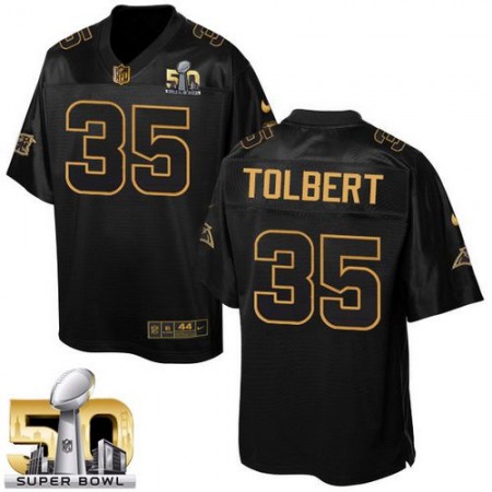 Panthers #35 Mike Tolbert Black Super Bowl 50 Men's Stitched NFL Elite Pro Line Gold Collection Jersey