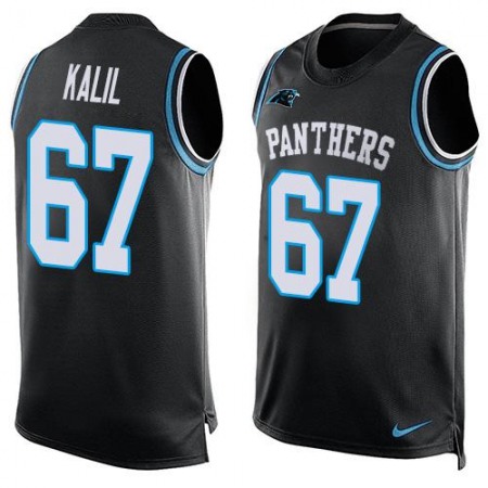 Panthers #67 Ryan Kalil Black Team Color Men's Stitched NFL Limited Tank Top Jersey