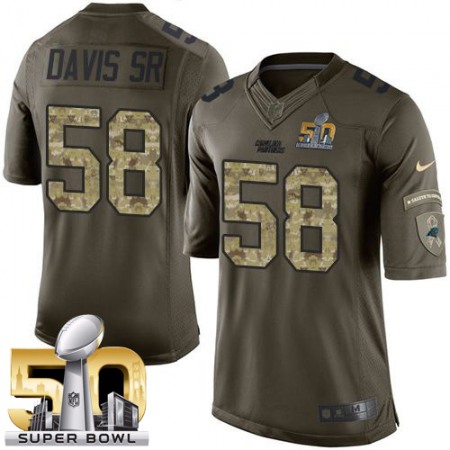 Panthers #58 Thomas Davis Sr Green Super Bowl 50 Men's Stitched NFL Limited Salute to Service Jersey