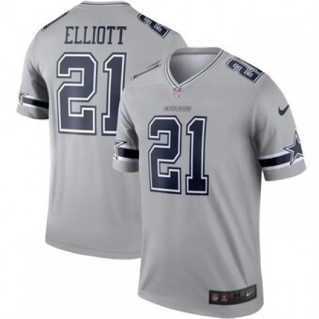 Men's Dallas Cowboys #21 Ezekiel Elliott Gray Inverted Legend Jersey