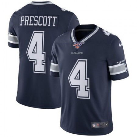 Men's Dallas Cowboys #4 Dak Prescott Navy 2019 100th Season Vapor Untouchable Limited Stitched NFL Jersey