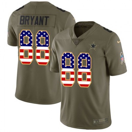 Men's Dallas Cowboys #88 Dez Bryant 2017 Salute to Service Olive USA Flag Stitched NFL Limited Jersey