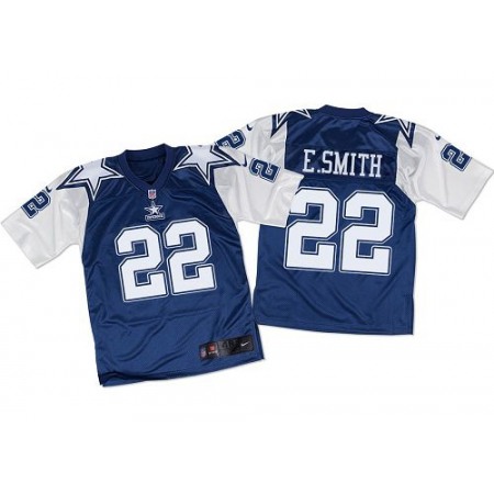 Cowboys #22 Emmitt Smith Navy Blue/White Throwback Men's Stitched NFL Elite Jersey