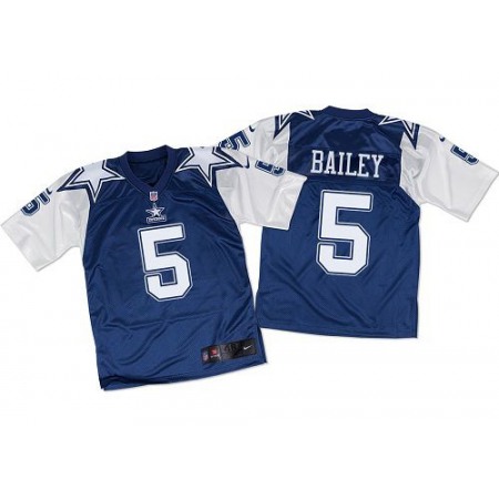 Cowboys #5 Dan Bailey Navy Blue/White Throwback Men's Stitched NFL Elite Jersey
