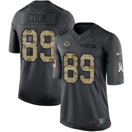 Packers #89 Jared Cook Black Men's Stitched NFL Limited 2016 Salute To Service Jersey