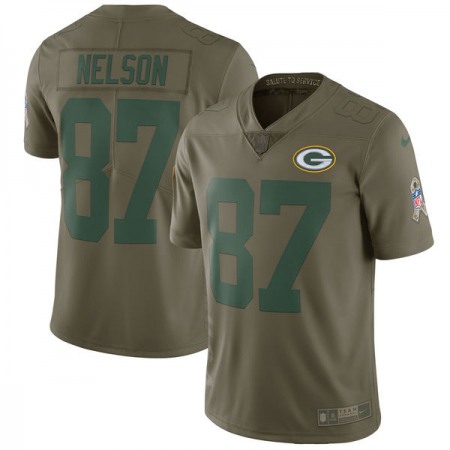 Men's Green Bay Packers #87 Jordy Nelson Olive Salute To Service Limited Stitched NFL Jersey