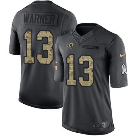 Rams #13 Kurt Warner Black Men's Stitched NFL Limited 2016 Salute to Service Jersey