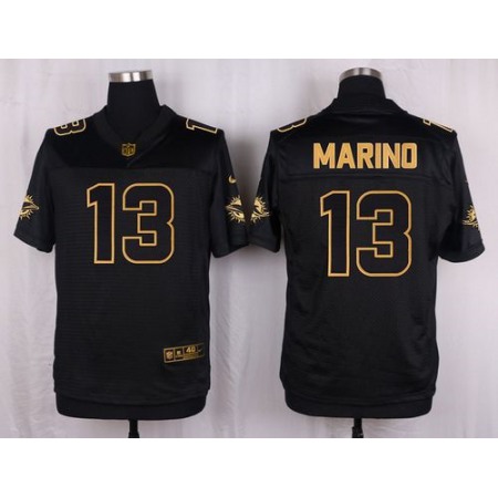 Dolphins #13 Dan Marino Black Men's Stitched NFL Elite Pro Line Gold Collection Jersey
