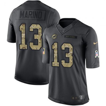 Dolphins #13 Dan Marino Black Men's Stitched NFL Limited 2016 Salute to Service Jersey