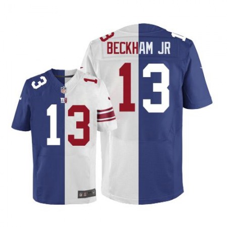 Giants #13 Odell Beckham Jr Royal Blue/White Men's Stitched NFL Elite Split Jersey