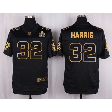 Steelers #32 Franco Harris Black Men's Stitched NFL Elite Pro Line Gold Collection Jersey