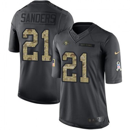 49ers #21 Deion Sanders Black Men's Stitched NFL Limited 2016 Salute to Service Jersey