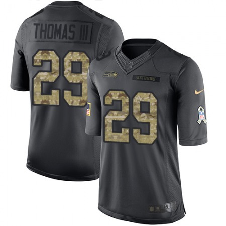 Seahawks #29 Earl Thomas III Black Men's Stitched NFL Limited 2016 Salute to Service Jersey