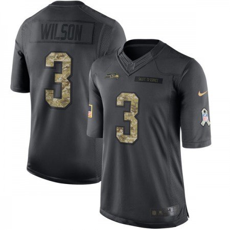 Seahawks #3 Russell Wilson Black Men's Stitched NFL Limited 2016 Salute to Service Jersey