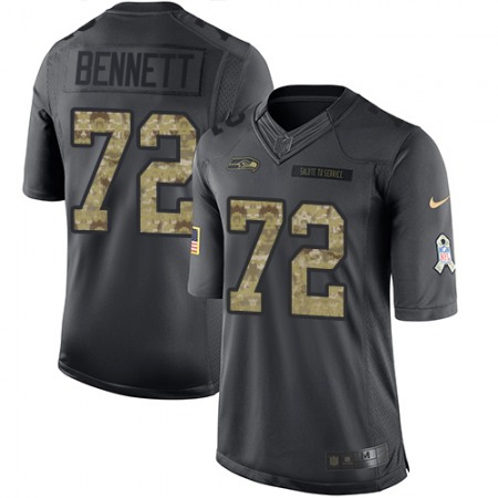 Seahawks #72 Michael Bennett Black Men's Stitched NFL Limited 2016 Salute to Service Jersey