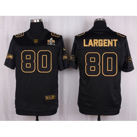 Seahawks #80 Steve Largent Black Men's Stitched NFL Elite Pro Line Gold Collection Jersey