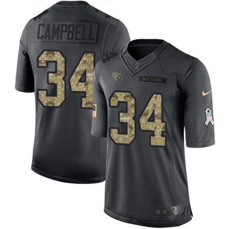 Titans #34 Earl Campbell Black Men's Stitched NFL Limited 2016 Salute To Service Jersey