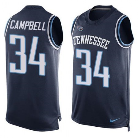 Titans #34 Earl Campbell Navy Blue Alternate Men's Stitched NFL Limited Tank Top Jersey