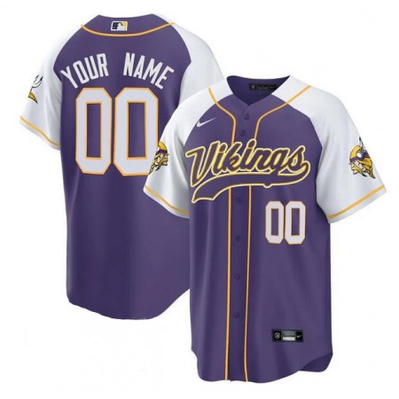 Men's Minnesota Vikings ACTIVE PLAYER Custom Purple/White Cool Base Stitched Baseball Jersey