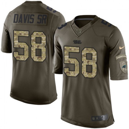 Panthers #58 Thomas Davis Sr Green Youth Stitched NFL Limited Salute to Service Jersey
