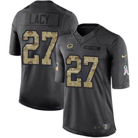 Packers #27 Eddie Lacy Black Youth Stitched NFL Limited 2016 Salute to Service Jersey