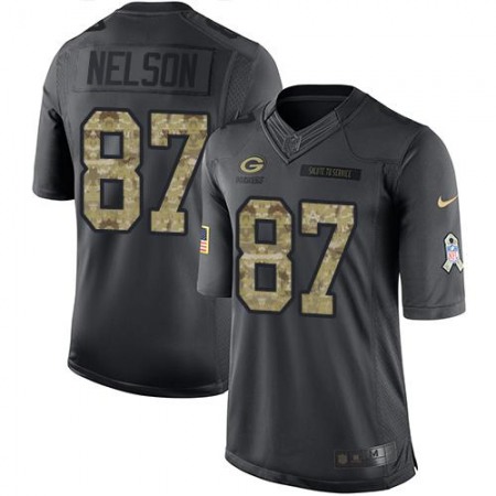Packers #87 Jordy Nelson Black Youth Stitched NFL Limited 2016 Salute to Service Jersey