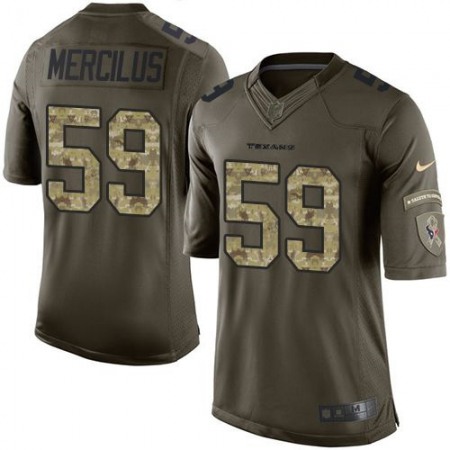 Texans #59 Whitney Mercilus Green Youth Stitched NFL Limited Salute to Service Jersey